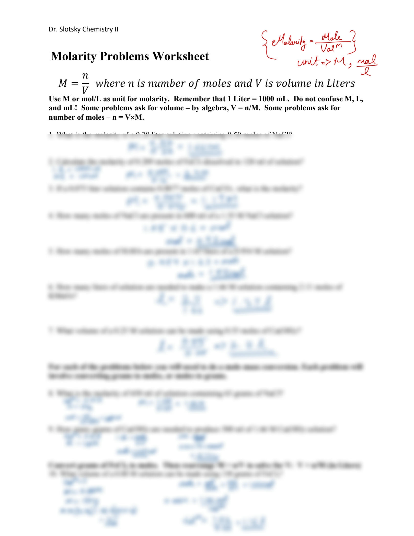SOLUTION 4chap Molarity Problems Worksheet Studypool Worksheets Library SOLUTION 4chap Molarity Problems Worksheet Studypool Worksheets Library