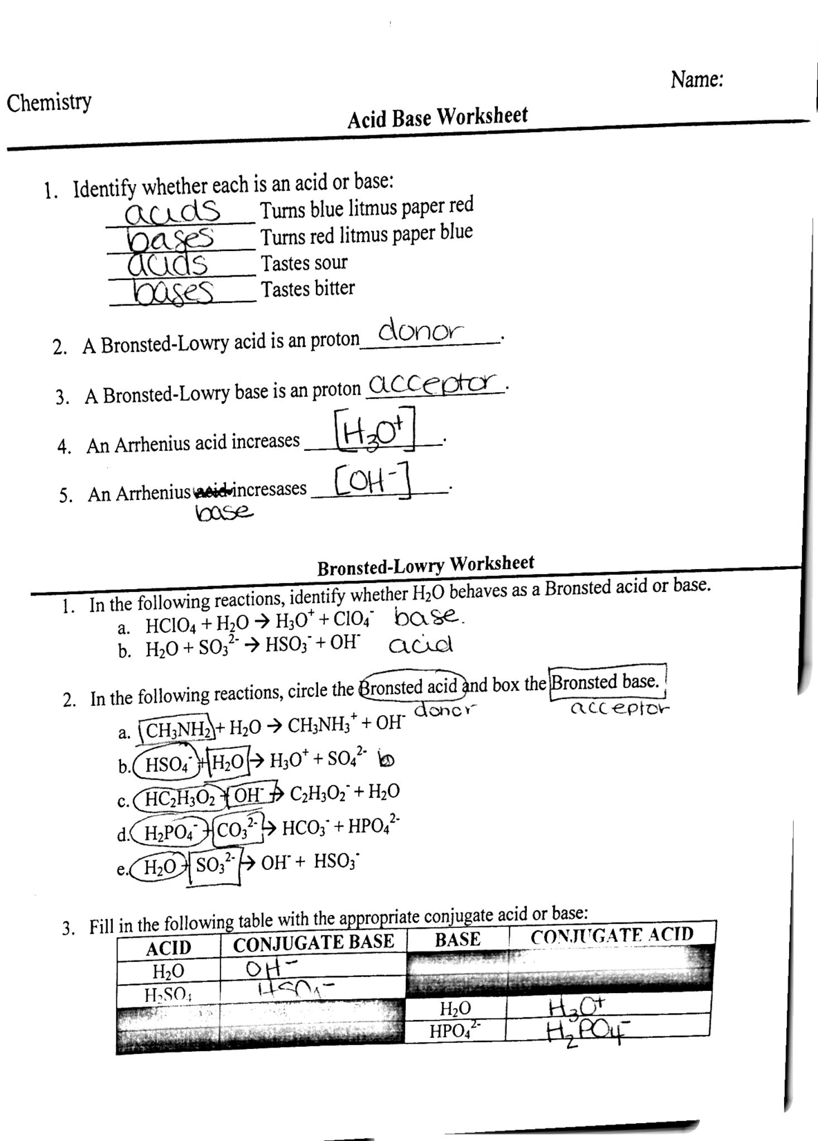 SOLUTION Acids And Bases Worksheet Studypool Worksheets Library