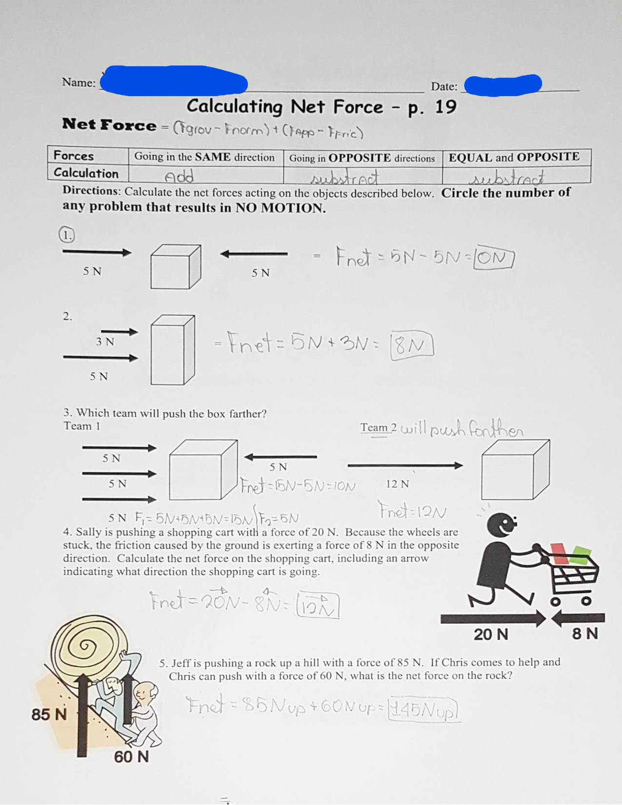 SOLUTION Calculating Net Force P 19 Answers Practice Studypool Worksheets Library