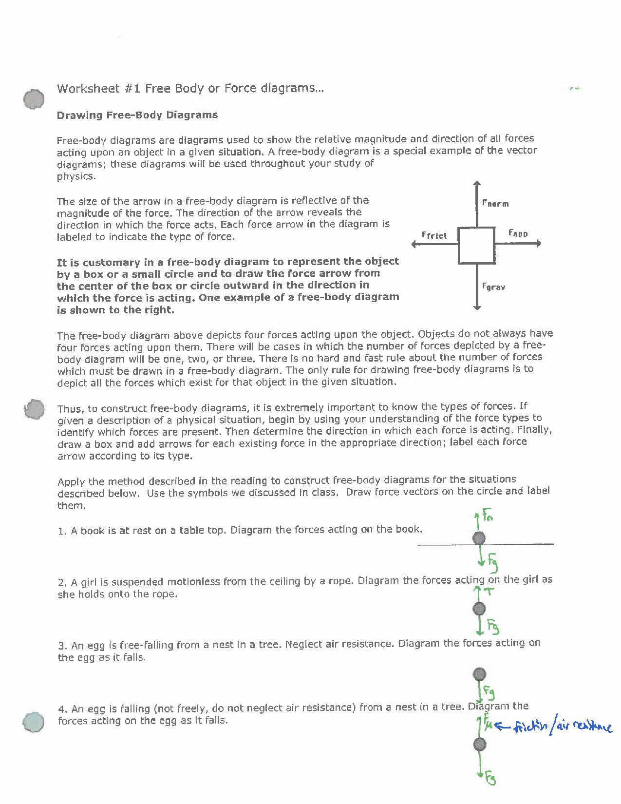 SOLUTION Free Body Diagram Worksheet With Answers Studypool Worksheets Library