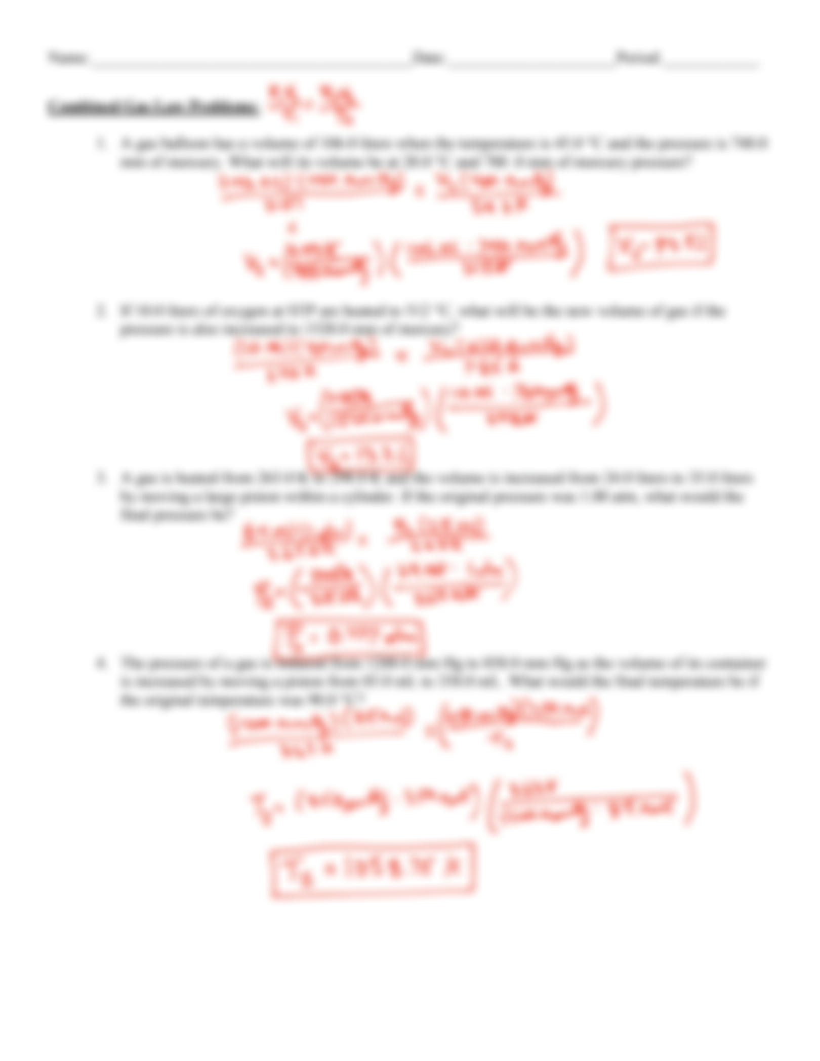 gas laws worksheet with answer key