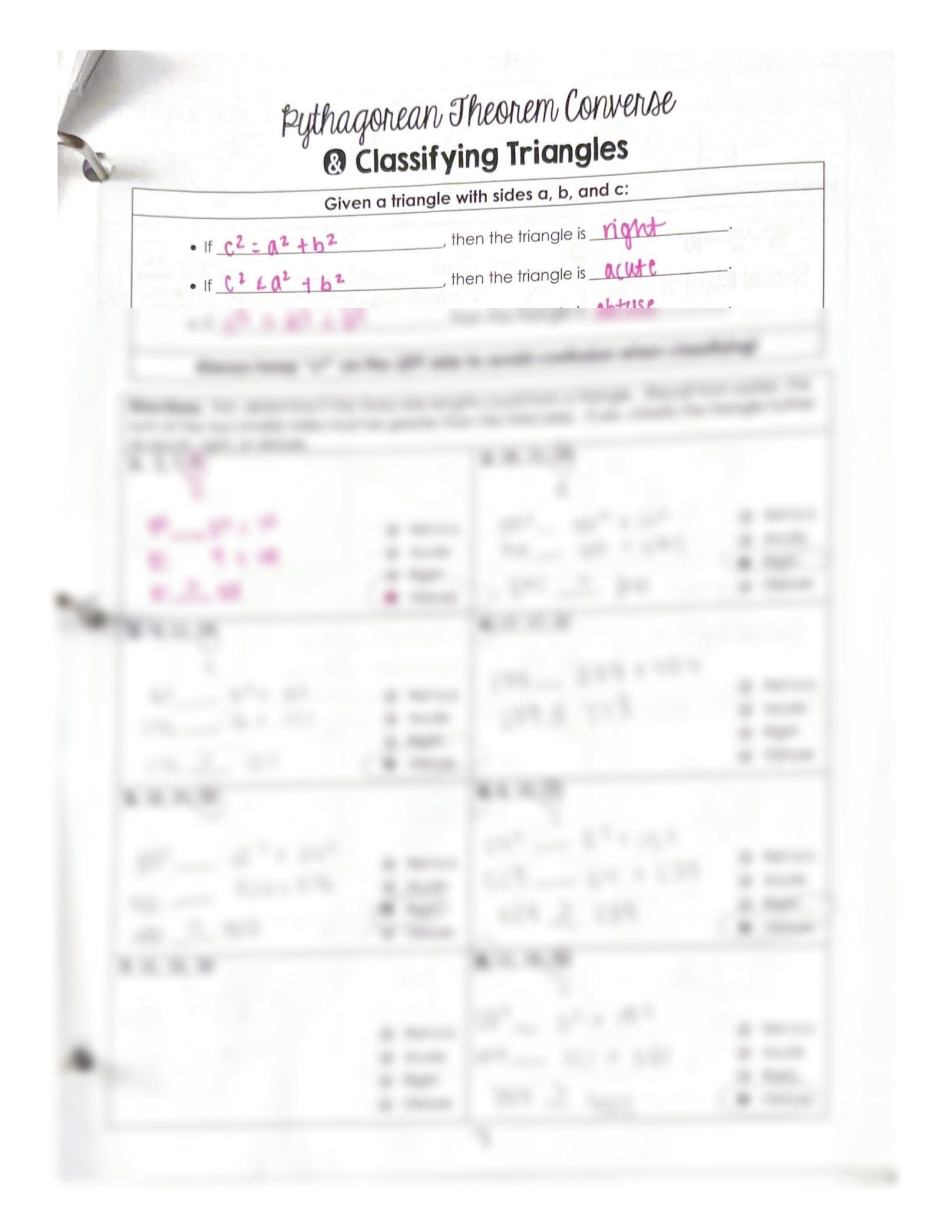 SOLUTION Geometry Pythagorean Theorem Converse Classifying Worksheets Library SOLUTION Geometry Pythagorean Theorem Converse Classifying Worksheets Library