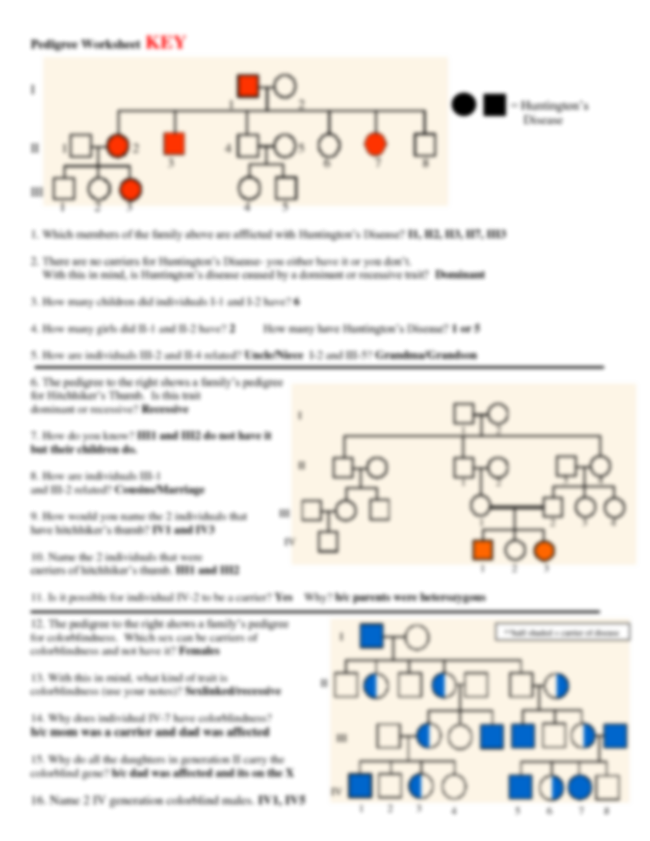 SOLUTION Pedigree Worksheet Key Studypool Worksheets Library SOLUTION Pedigree Worksheet Key Studypool Worksheets Library