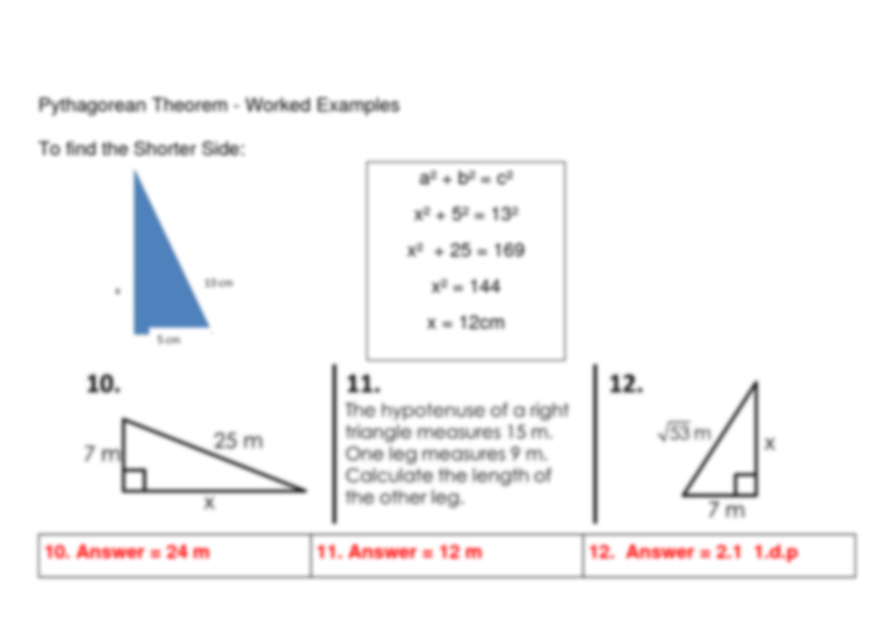 SOLUTION Pythagorean Theorem Worksheet With Answers Studypool Worksheets Library