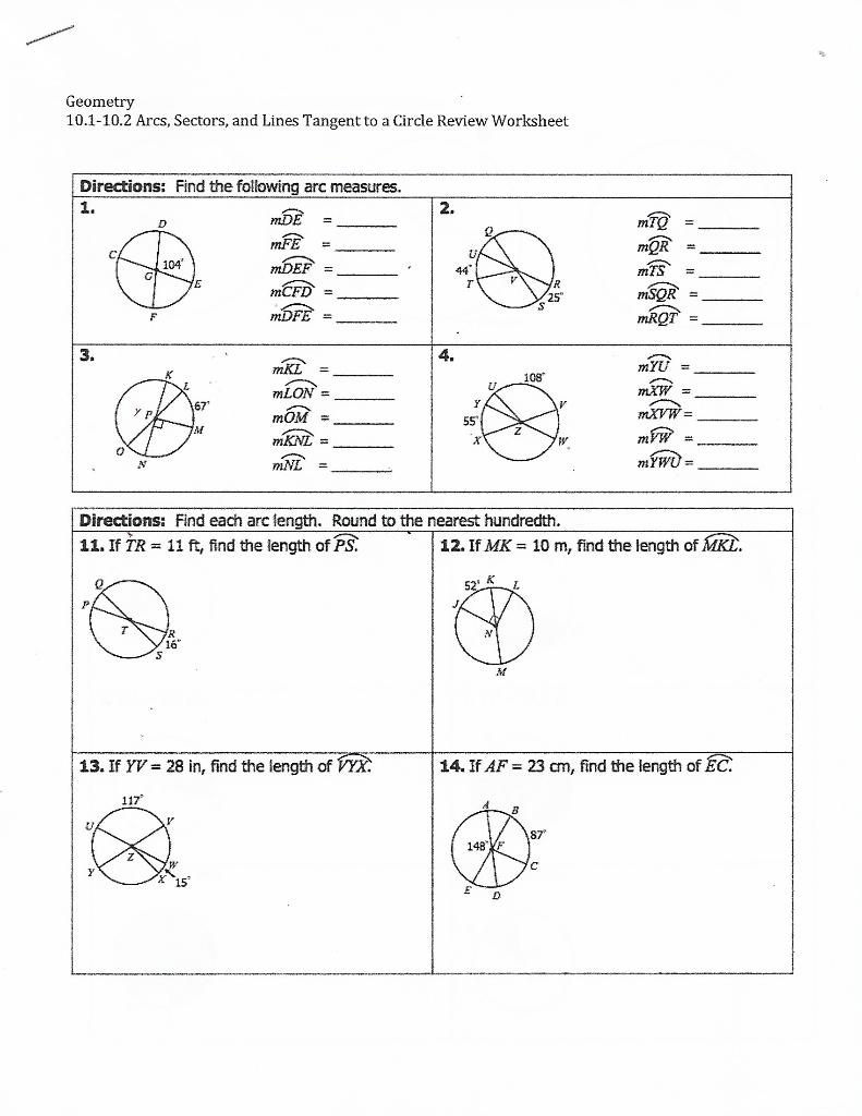 Solved Geometry 10 1 10 2 Arcs Sectors And Lines Tangent Chegg Worksheets Library Solved Geometry 10 1 10 2 Arcs Sectors And Lines Tangent Chegg Worksheets Library