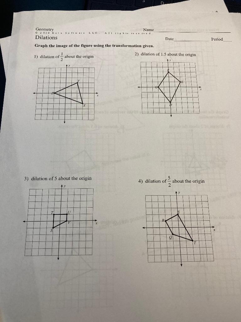 Solved Geometry 2020 Kut Software Dilations Name AIT TIRIN Worksheets Library
