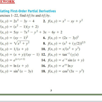 Solved HOMEWORK Calculating First Order Partial Derivatives Chegg