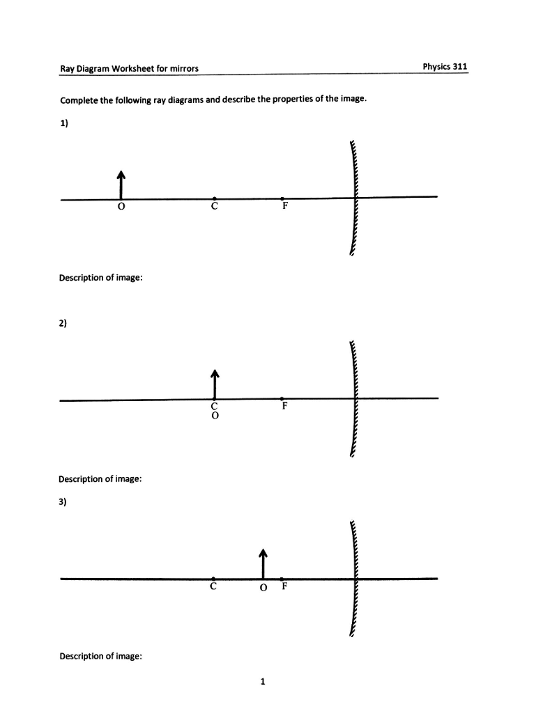 Solved Ray Diagram Worksheet For Mirrors Physics 311 Chegg Solved Ray Diagram Worksheet For Mirrors Physics 311 Chegg