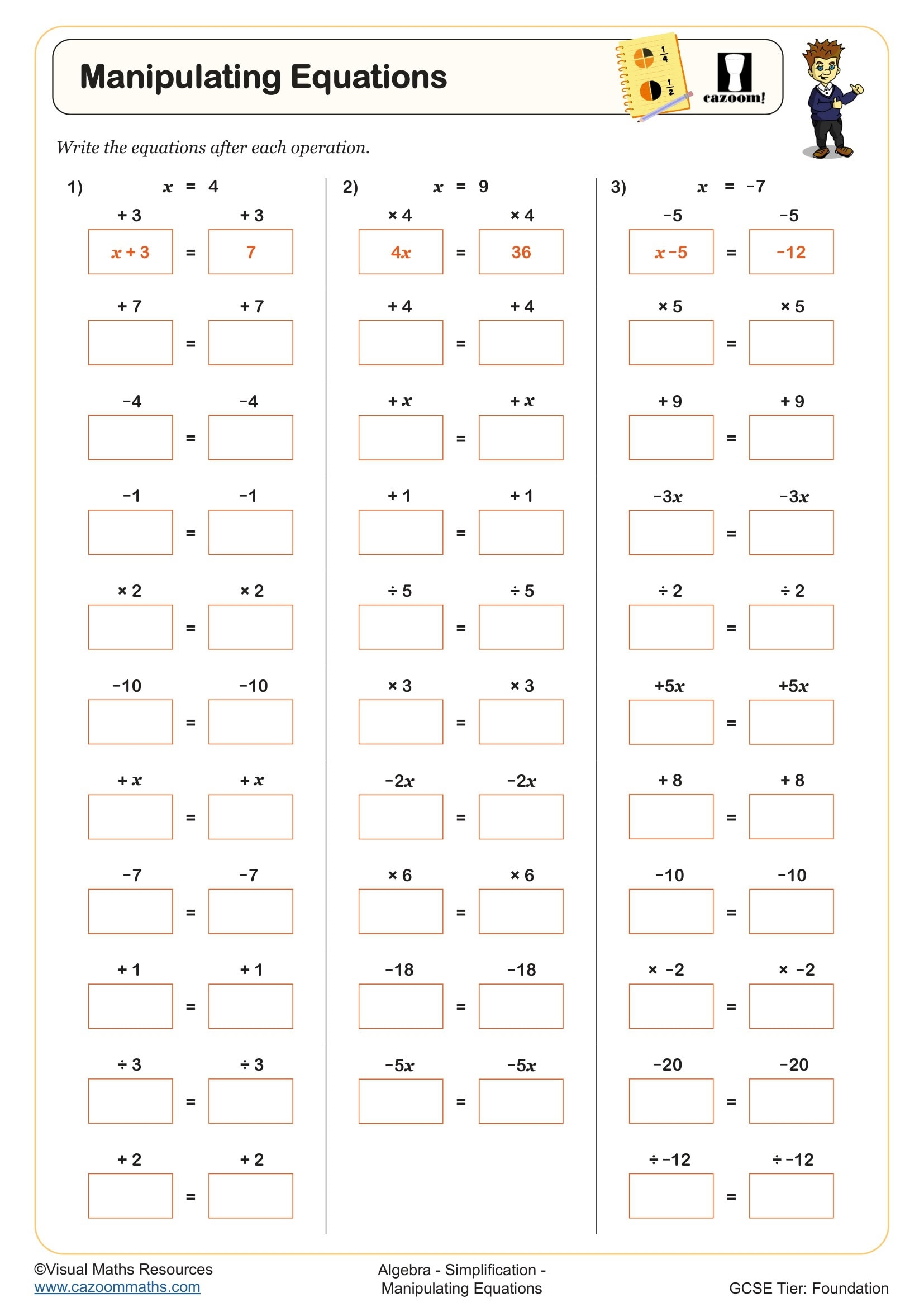Solving Equations Worksheets Solving Linear Equations Worksheets Printable Solving Quadratic Equations Worksheets Cazoom Maths Solving Equations Worksheets Solving Linear Equations Worksheets Printable Solving Quadratic Equations Worksheets Cazoom Maths