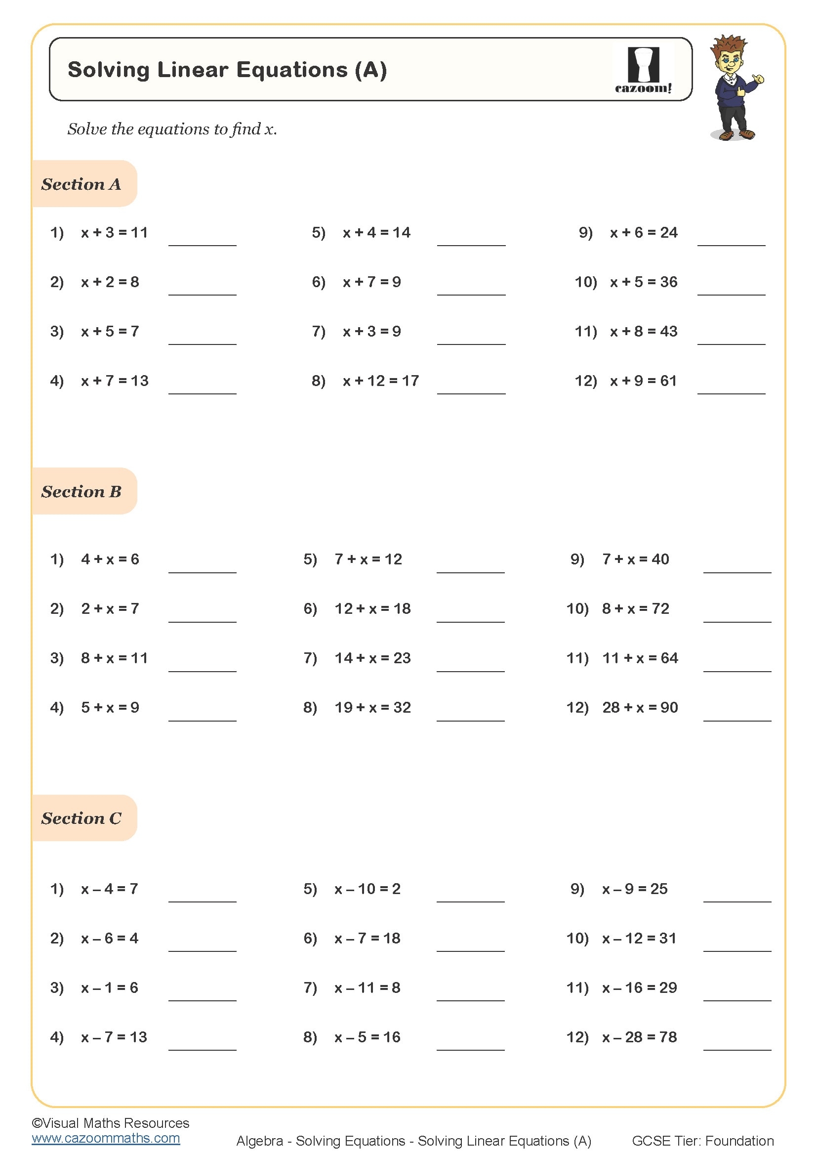 Solving Linear Equations B Worksheet Printable PDF Worksheets Solving Linear Equations B Worksheet Printable PDF Worksheets
