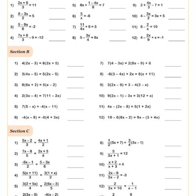 Solving Linear Equations D Worksheet PDF Printable Algebra Worksheet Cazoom Math