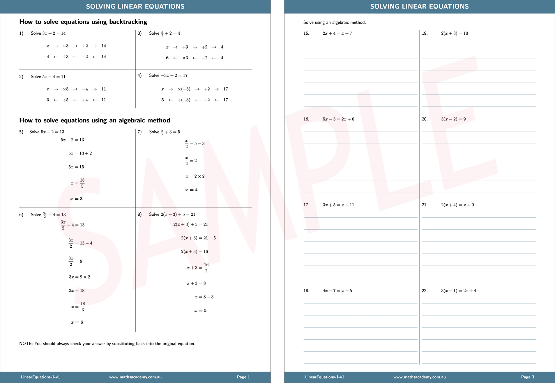solving linear equations worksheet pdf solving linear equations worksheet pdf