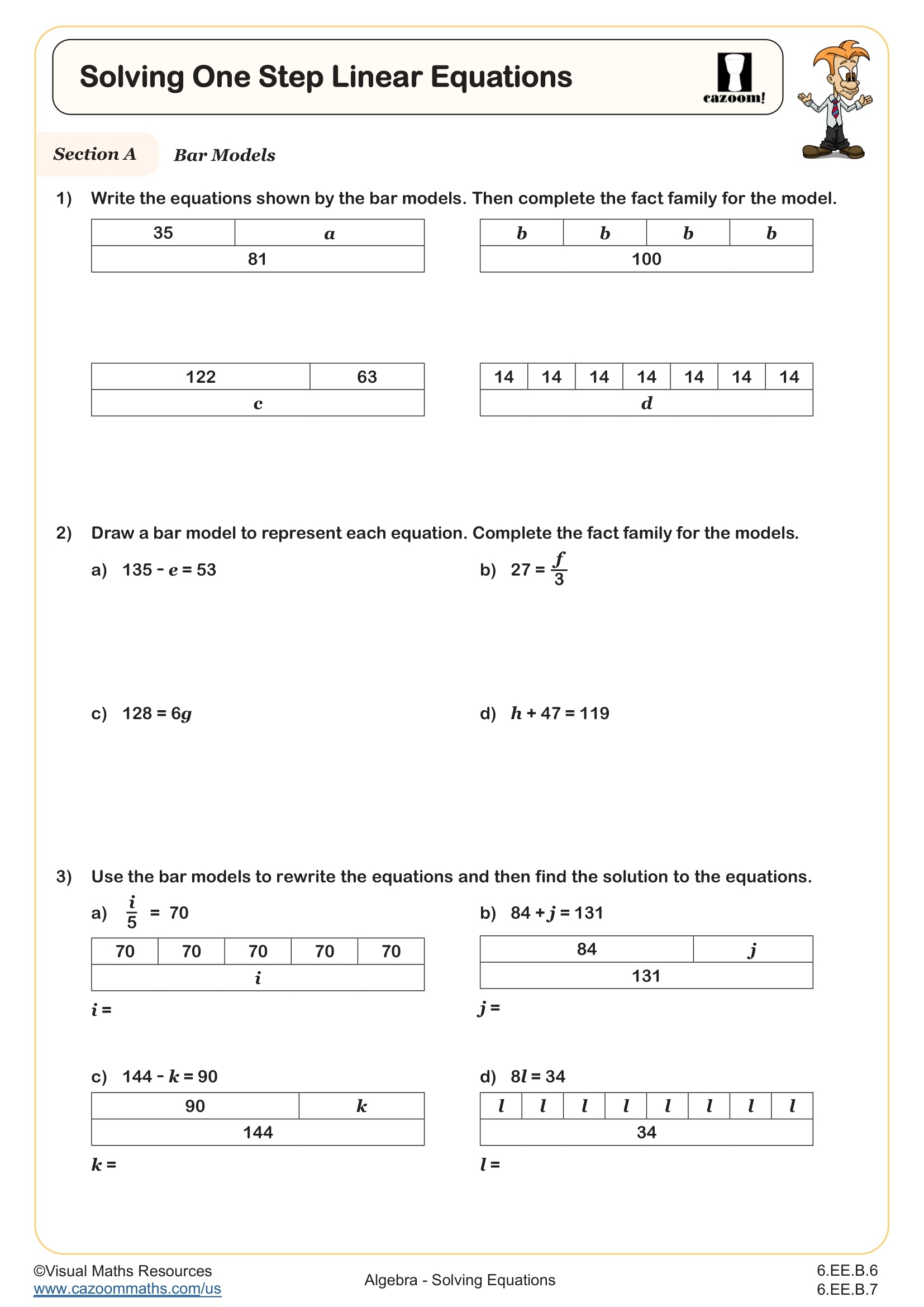 one step equations worksheet answers