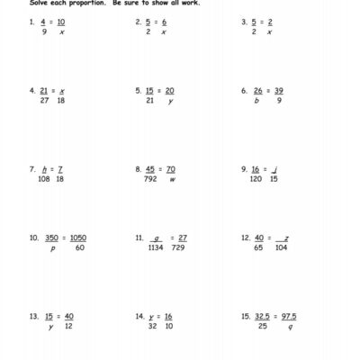 Solving Proportions Worksheet