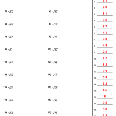 Solving Square Roots Worksheet Download