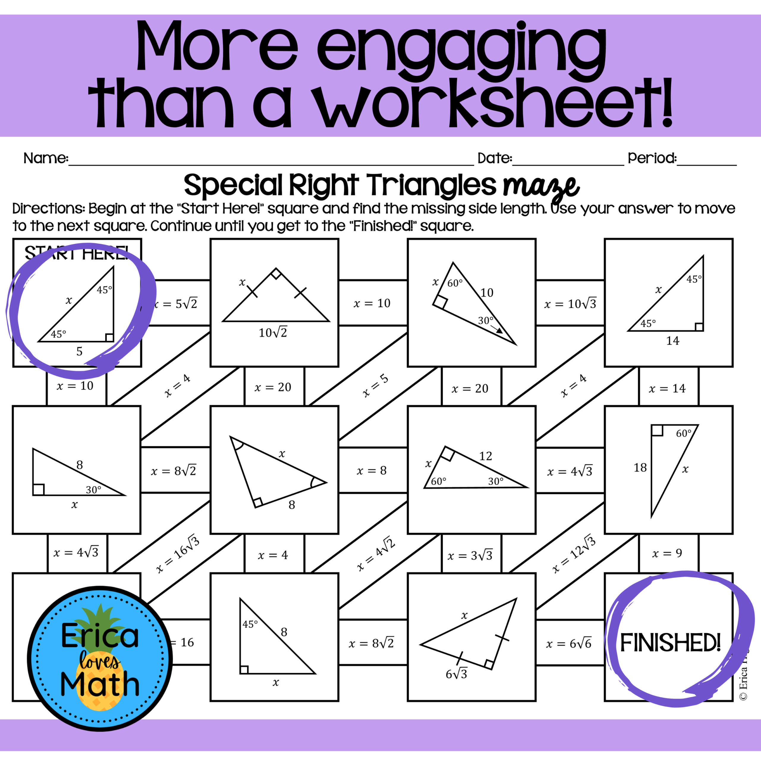 Special Right Triangles Activity Maze Classful Special Right Triangles Activity Maze Classful