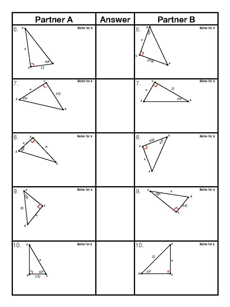 Special Right Triangles Partner Activity By Math With Friends TPT Special Right Triangles Partner Activity By Math With Friends TPT