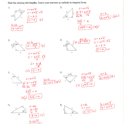 Special Right Triangles Worksheet Answer Key Geometry Studocu