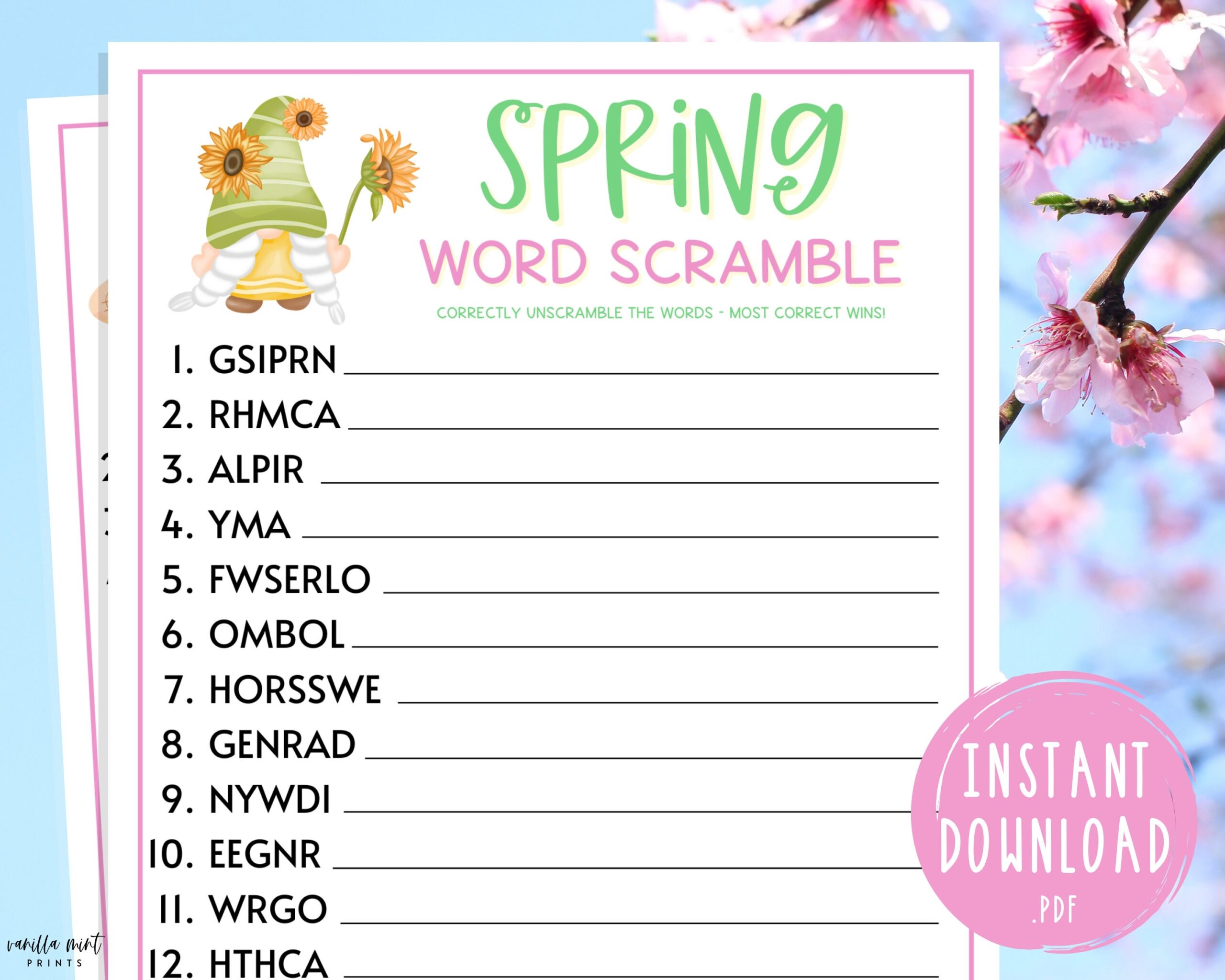 spring scramble words