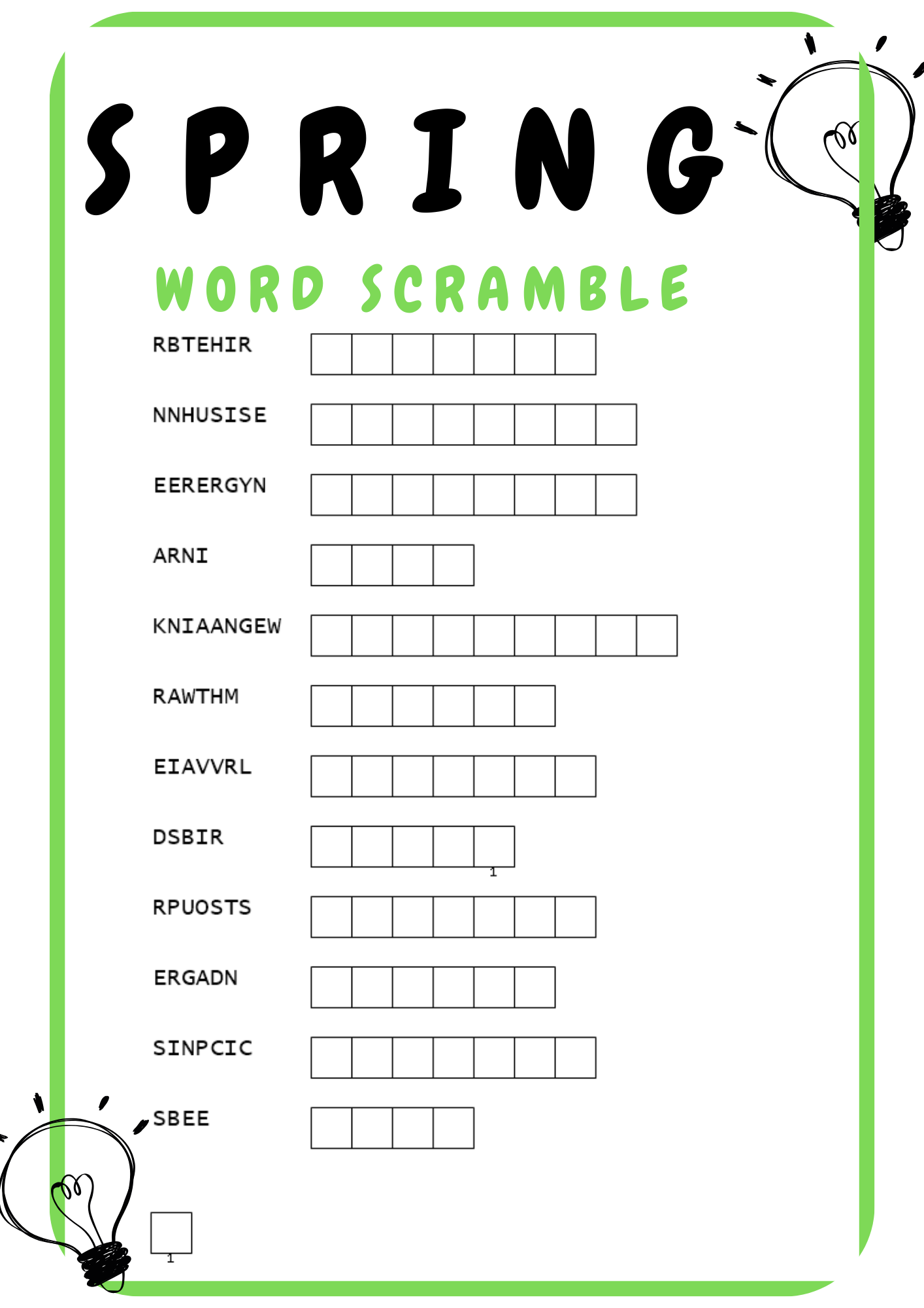 SPRING WORD SCRAMBLE PUZZLE WORKSHEETS ACTIVITIES FOR KIDS Made By Teachers