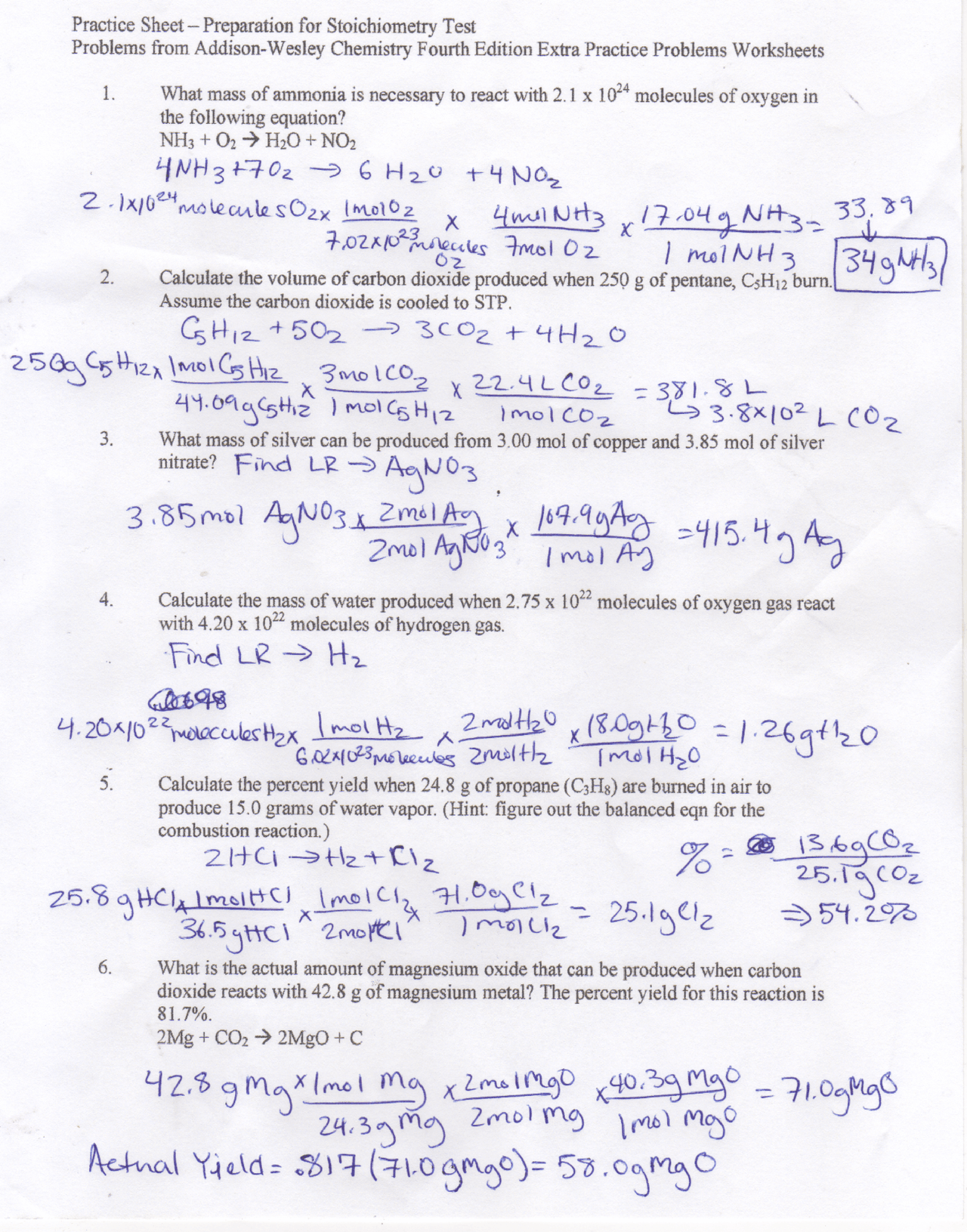 Stoichiometry Test Preparation Worksheet Answers Exercises Chemistry Docsity Stoichiometry Test Preparation Worksheet Answers Exercises Chemistry Docsity