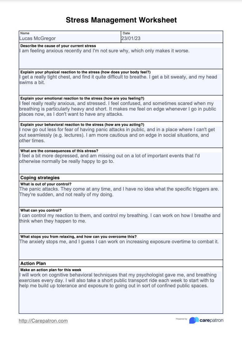 Stress Management Worksheet Example Free PDF Download Worksheets Library