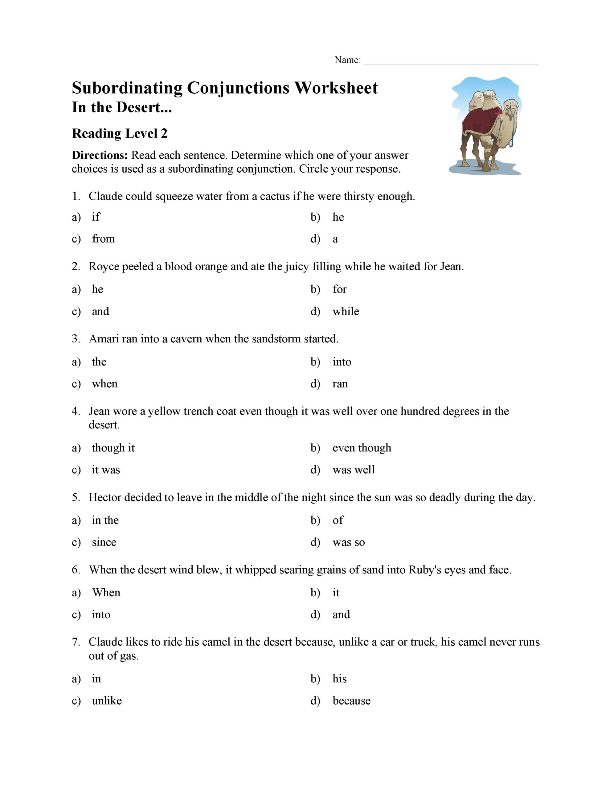 Subordinating Conjunctions Worksheet Reading Level 2 Preview Worksheets Library Subordinating Conjunctions Worksheet Reading Level 2 Preview Worksheets Library