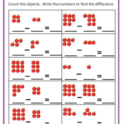 Subtraction Worksheets For Kindergarten