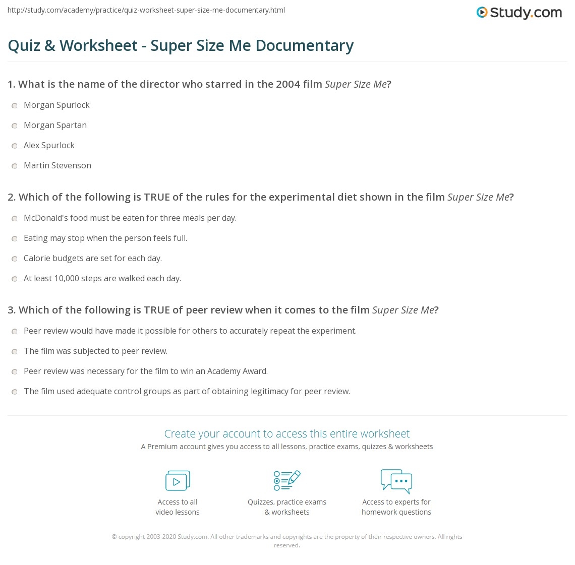 Super Size Me 2 Holy Chicken Question docx pdf Name Super Size Worksheets Library