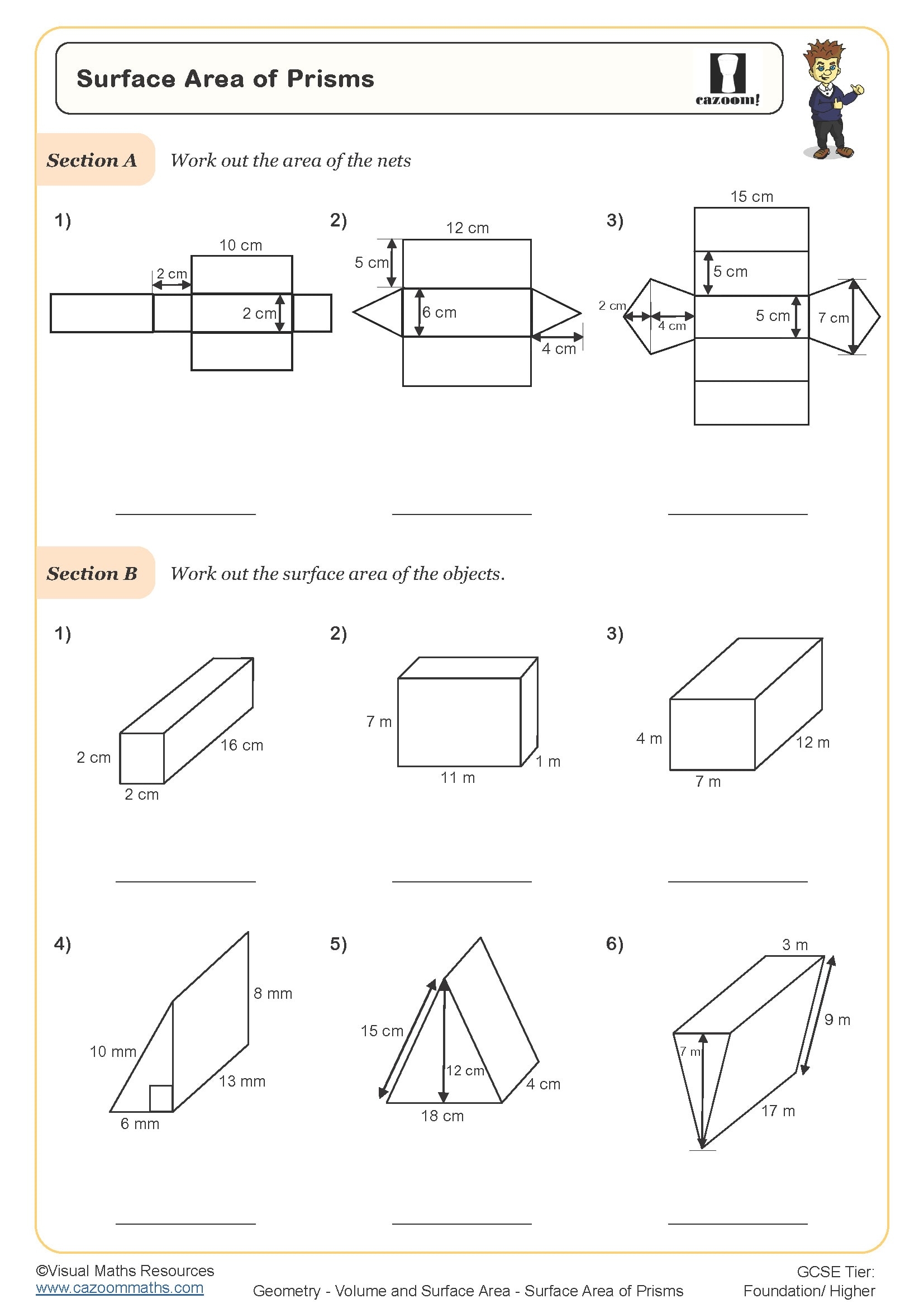surface area worksheet pdf with answers