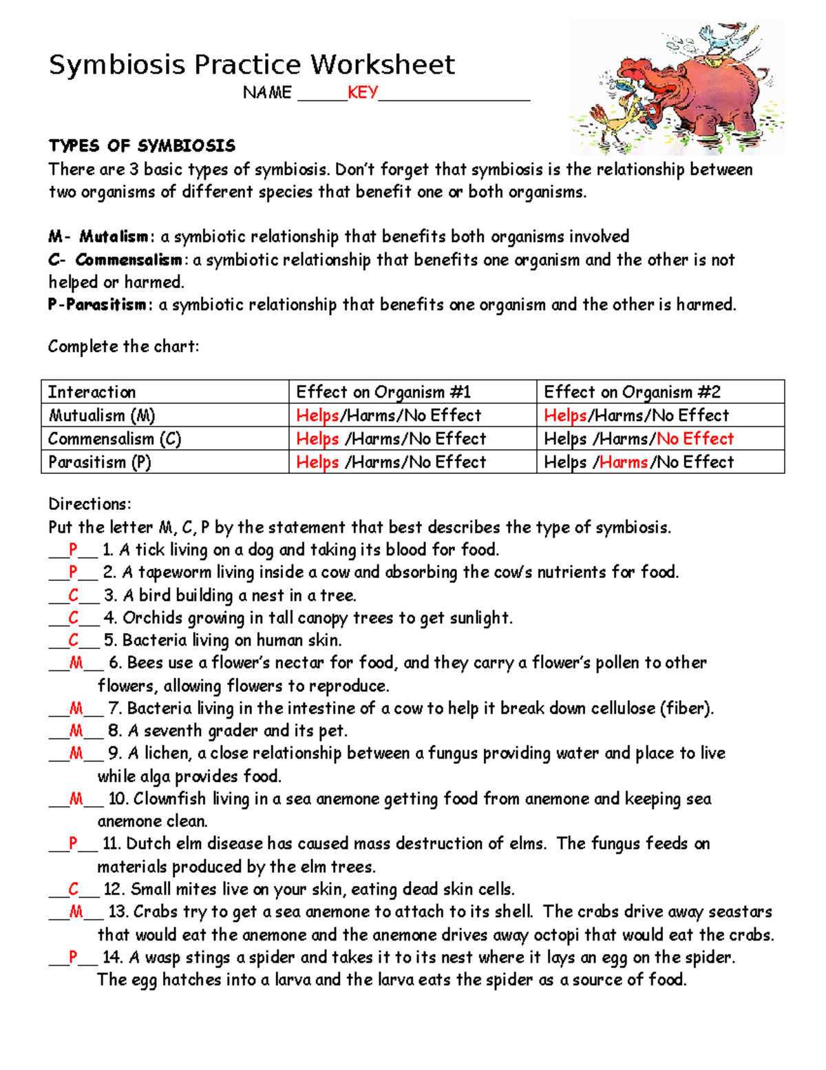 live worksheet answer key