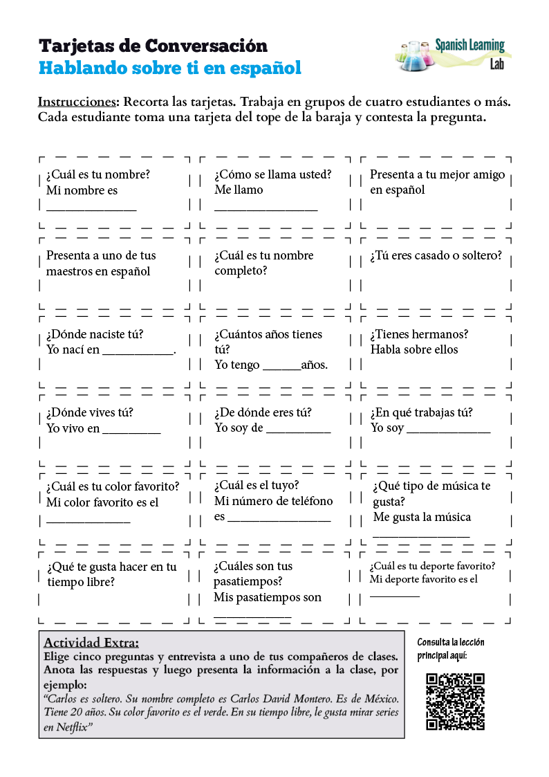 Talking About Yourself In Spanish PDF Worksheet Spanish Learning Lab Talking About Yourself In Spanish PDF Worksheet Spanish Learning Lab
