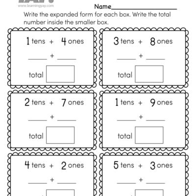 Tens And Ones Worksheet For 1st Grade Free Printable