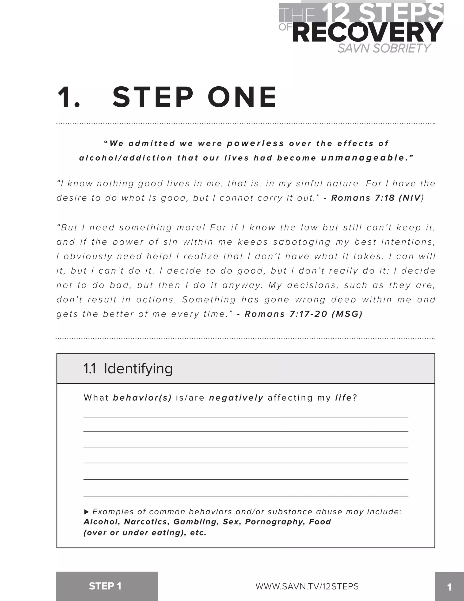 The 12 Steps Of Recovery Savn Sobriety Workbook PDF The 12 Steps Of Recovery Savn Sobriety Workbook PDF