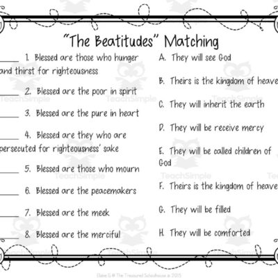 The Beatitudes Matching Cards Worksheets Catholic Version By Teach Simple