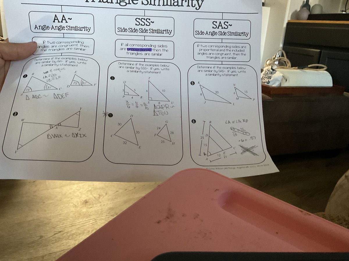 The Image Displays A Worksheet Titled Triangle Similarity With Three Ma 