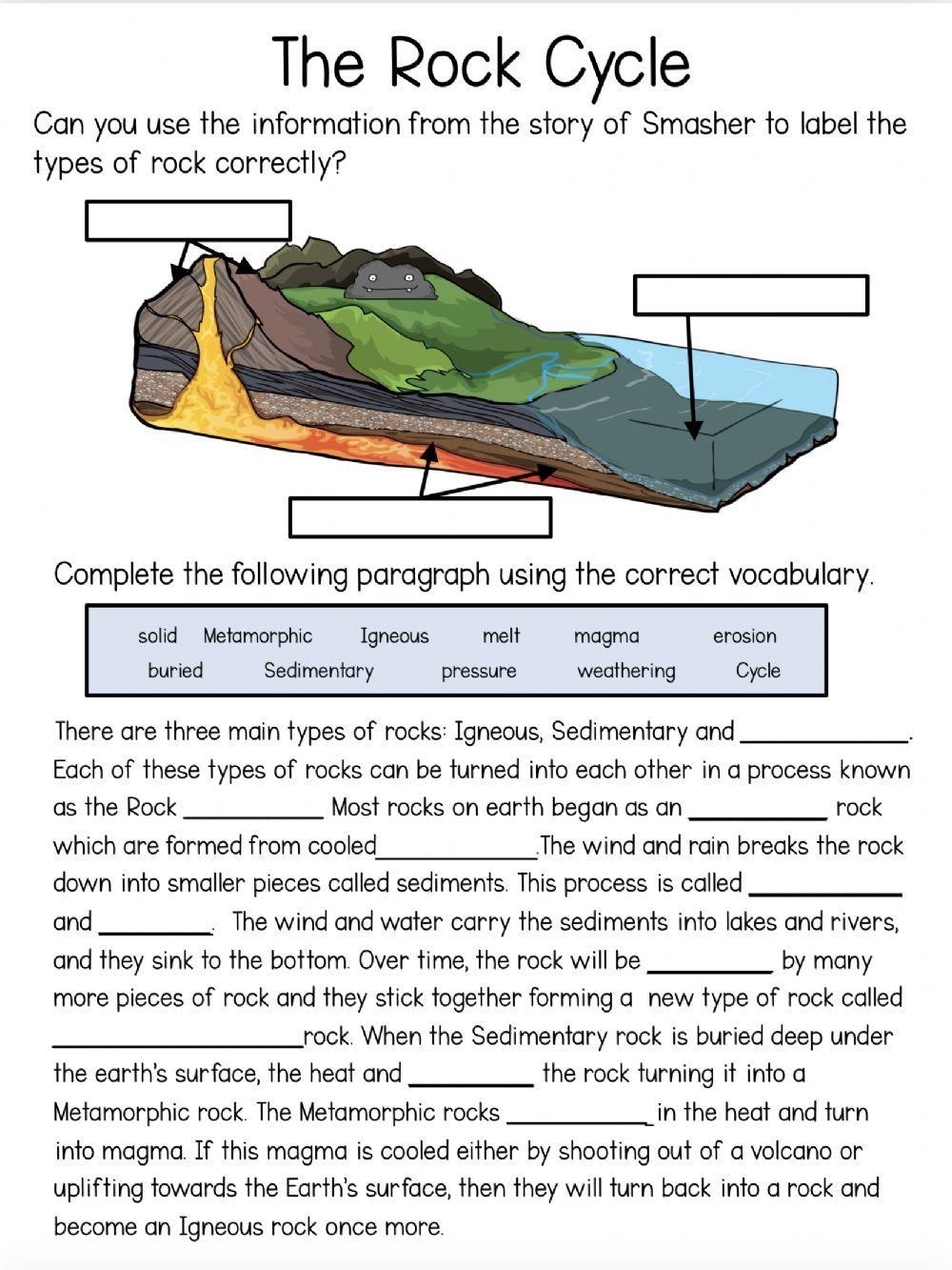 rock cycle worksheet pdf