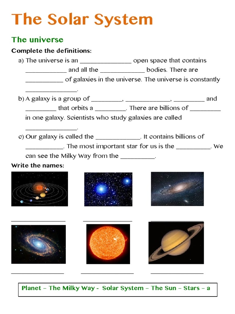 The Solar System Worksheets PDF Planets Solar System Worksheets Library