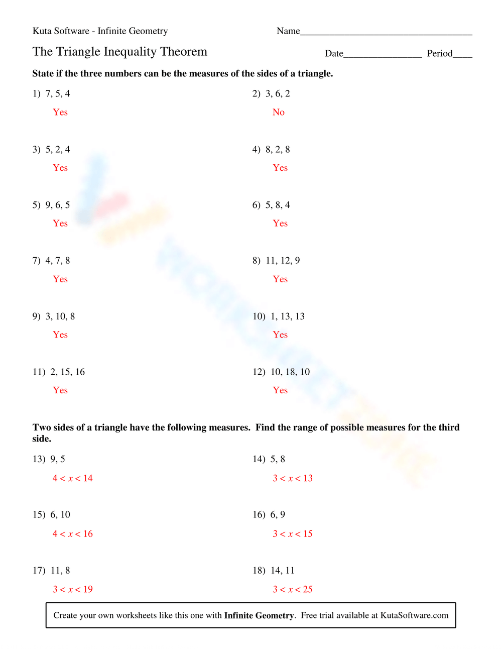 The Triangle Inequality Theorem Worksheet Worksheets Library The Triangle Inequality Theorem Worksheet Worksheets Library
