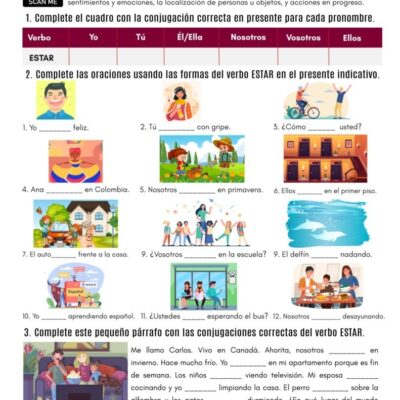 The Verb ESTAR In Spanish PDF Worksheet Spanish Learning Lab