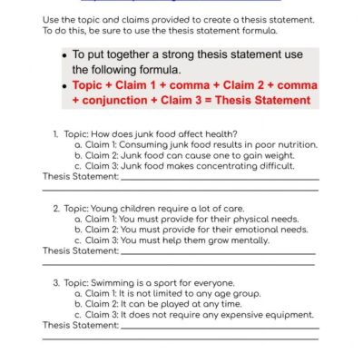 Thesis Statement Interactive Worksheet Worksheets Library