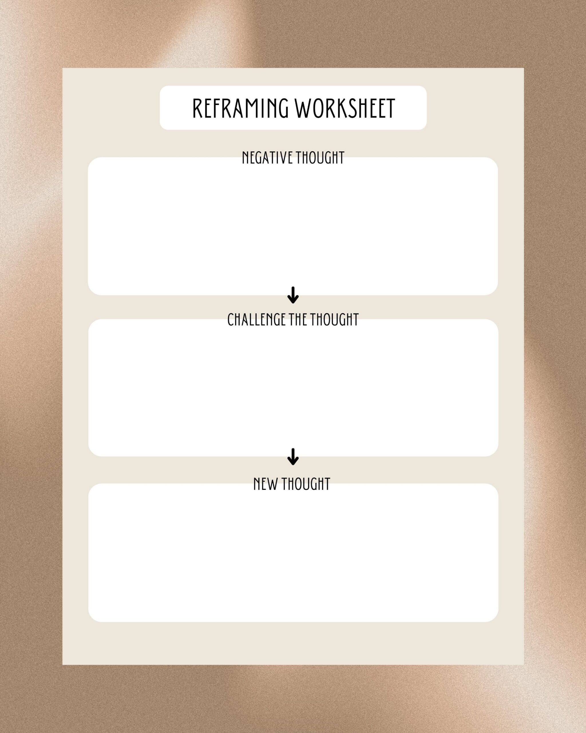 Thought Reframing Worksheet CBT Digital Download PDF Print Therapy For Adults Etsy