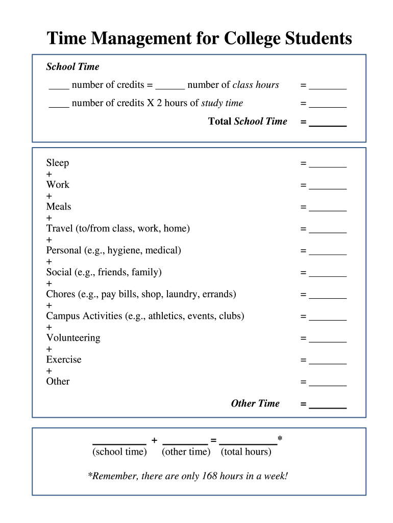 Time Management Worksheet For Students Pdf Fill Out Sign Online DocHub