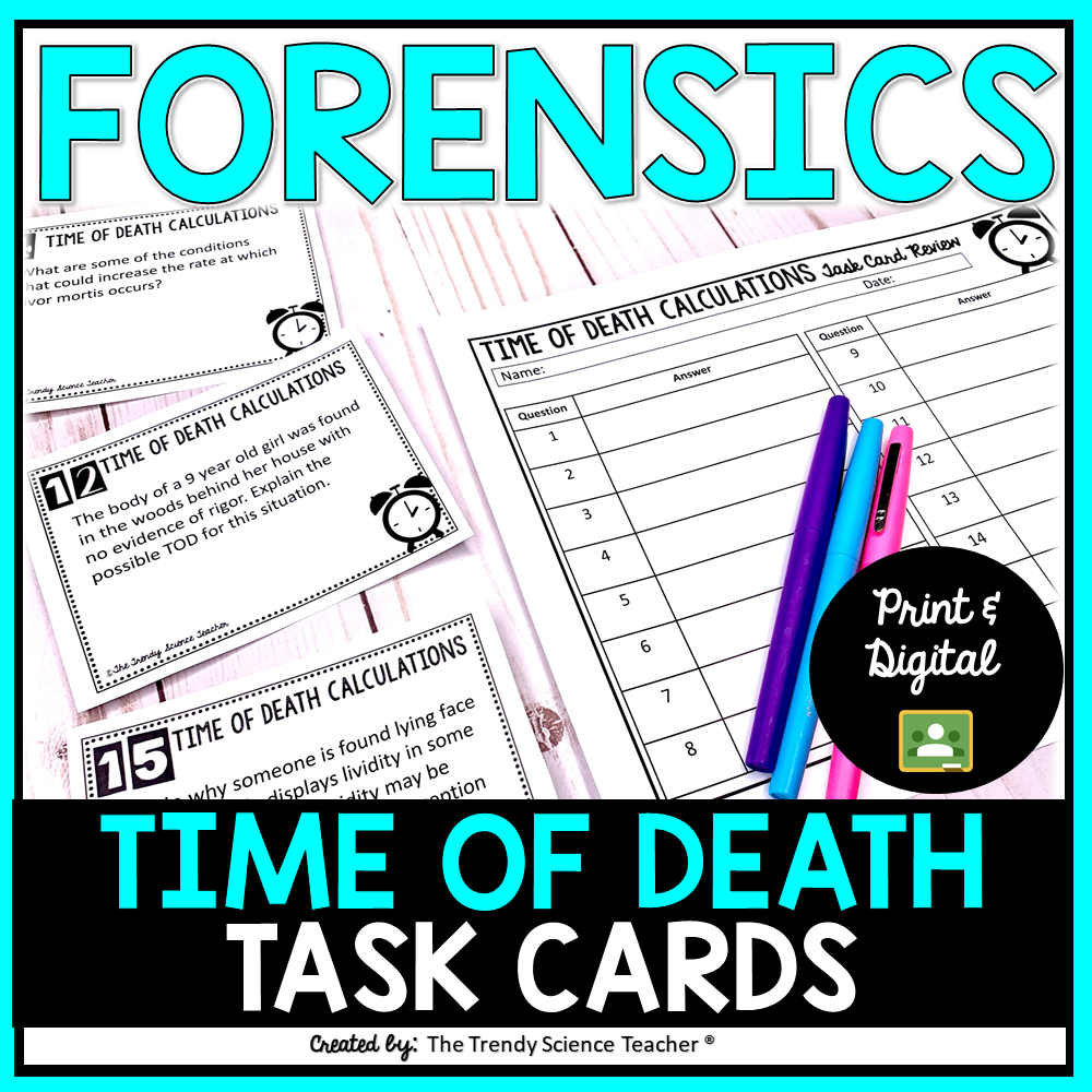 Time Of Death Calculations Task Cards Print Digital The Trendy Science Teacher