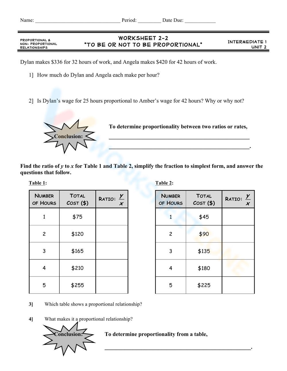 proportional vs non proportional worksheet pdf
