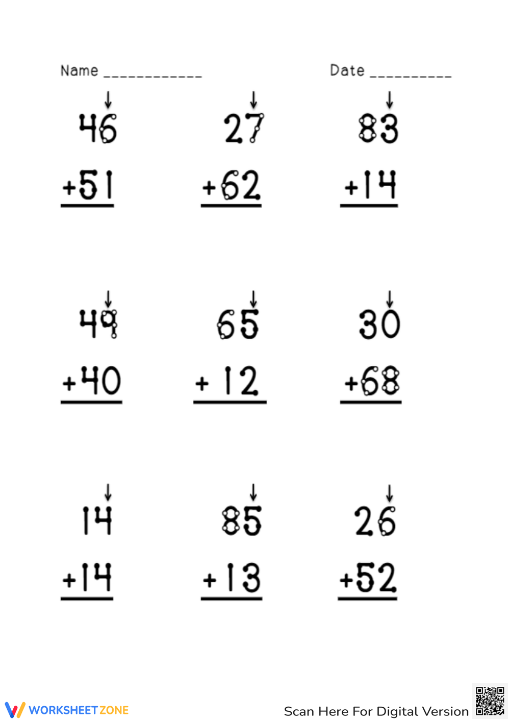 Touch Math Worksheets