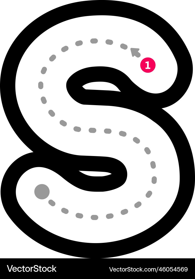 Tracing Alphabet Letter S Lowercase Prewriting Royalty Free Vector VectorStock