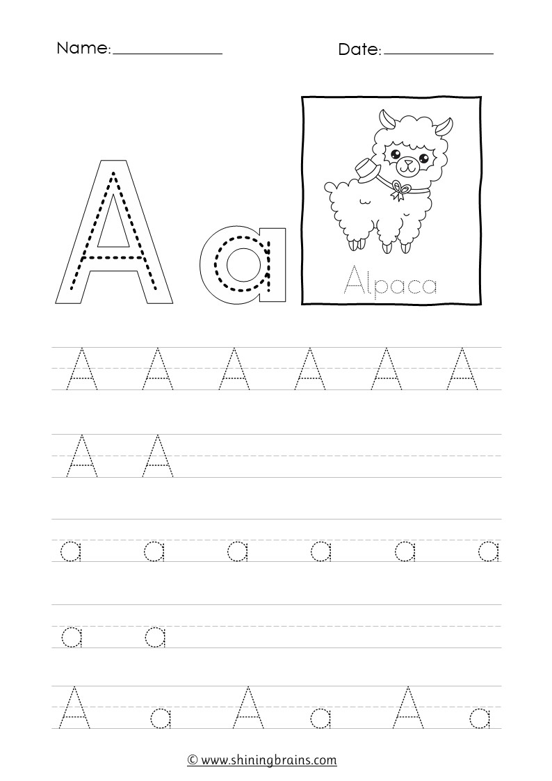 trace letters a trace letters a