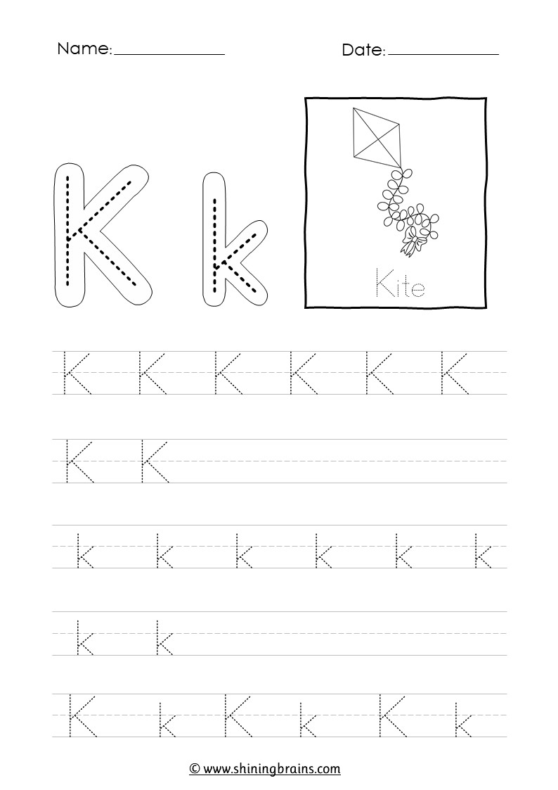 trace letter k worksheet trace letter k worksheet