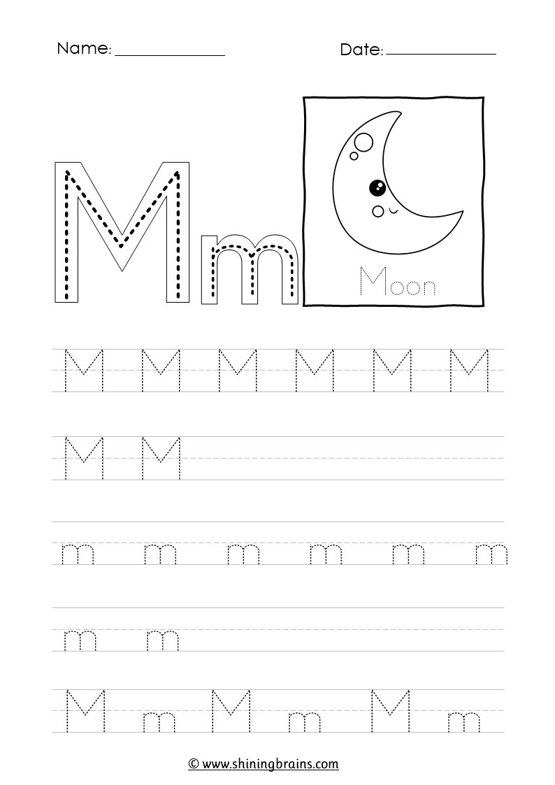 trace letter m worksheet trace letter m worksheet